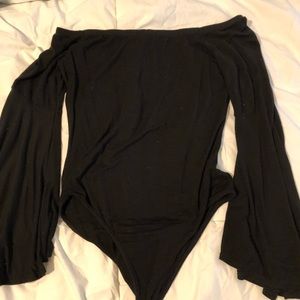 Simple Black Off the Shoulder BodySuit